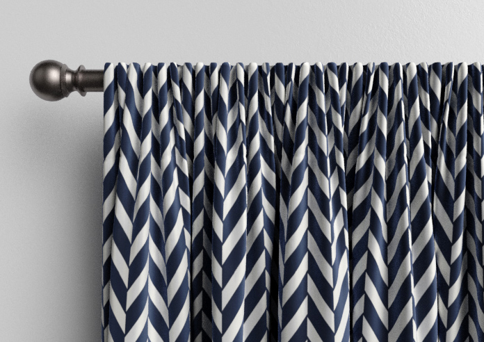 Chevron Stripe, Navy - Made to Measure Curtains - Image 9